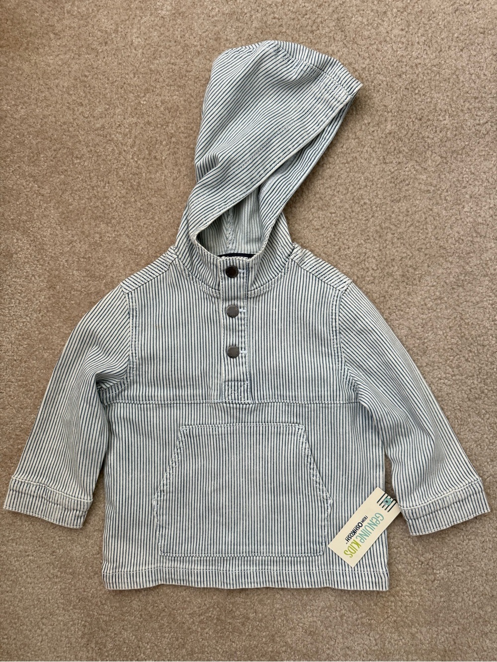 Genuine Kids from OshKosh Boys’ Striped Denim Hoodie- 2T *NEW WITH TAGS*